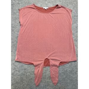 Green Envy Tie Front Hem Tunic Top Dusty Rose Mauve Women’s Size Large